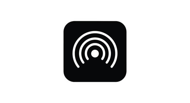 Concentric circles with central dot black and white silhouette