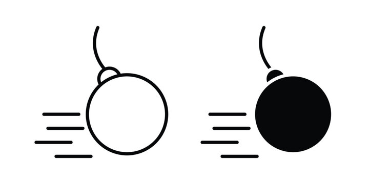Demolition ball icon symbol set in black and white. EPS10