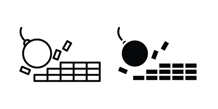Demolition icon symbol set in black and white. EPS10