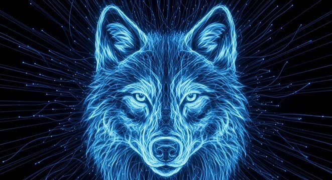 Glowing wolf head illustration