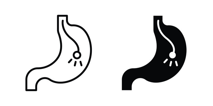 Endoscopy icon symbol set in black and white. EPS10