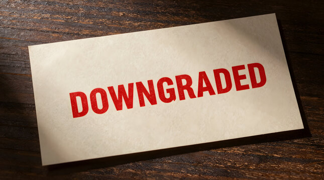 Downgraded Document Concept with Red Text Financial Credit Rating Business Decline