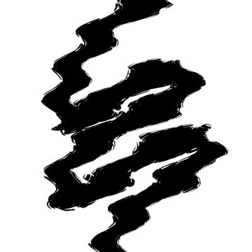 Abstract Black Ink Zigzag Brush Stroke Isolated on transparent 
Background