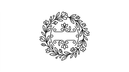 Elegant floral wreath with decorative elements and space for text. © Dandi