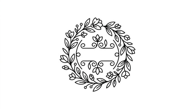 Elegant floral wreath with decorative elements and space for text.