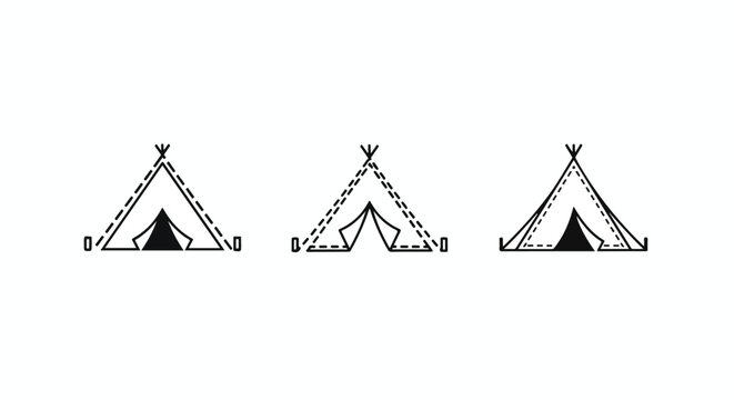 Teepee tents in a decorative row