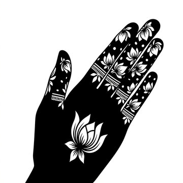 simple henna hand vector black white art