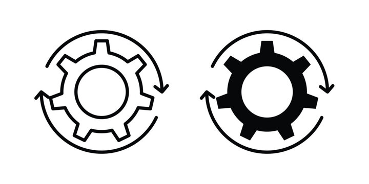 Implementation icon symbol set in black and white. EPS10