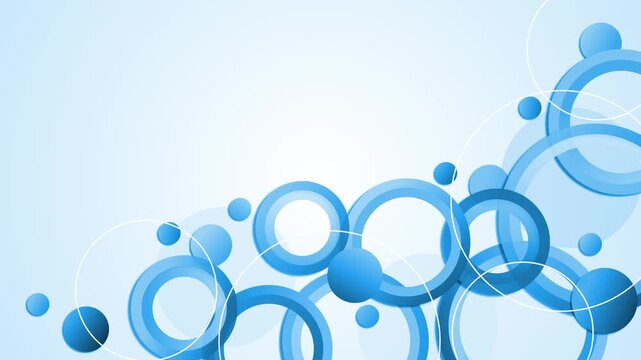 Abstract background overlapping translucent rings and circles along the bottom-right animation
