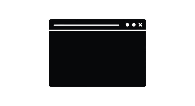Browser window with controls flat black silhouette