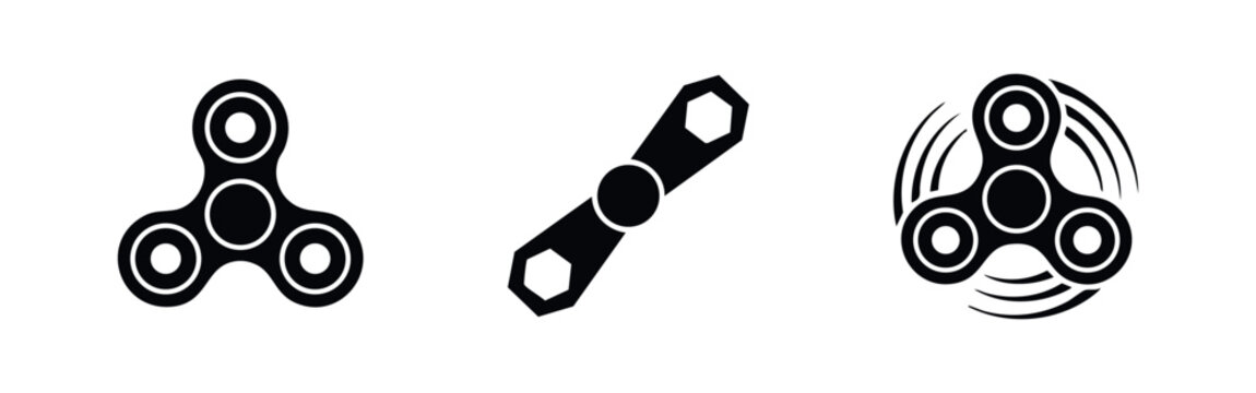 Fidget Spinner Icons: Static, Spinning, and Wrench Style