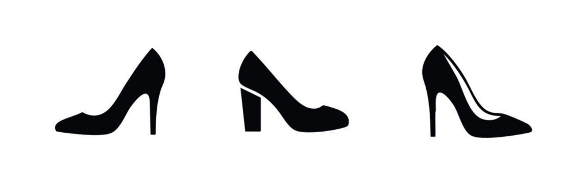 High Heel Shoe Icons: Three Different Styles