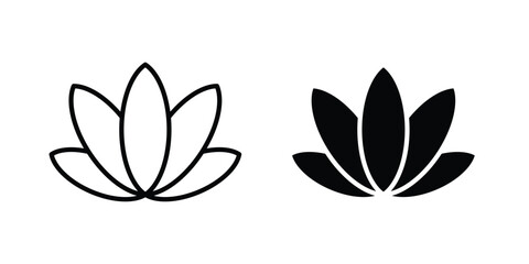 Fototapeta premium Lotus icon symbol set in black and white. EPS10