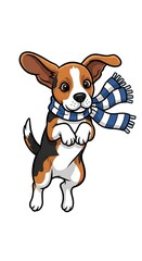 Fototapeta premium Cartoon reindeer wearing blue plaid shirt and jeans.