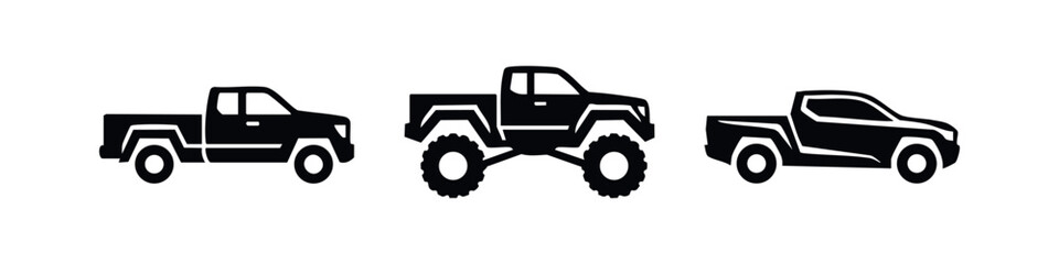 Pickup Truck and Off-Road Vehicle Icon Set © Lili