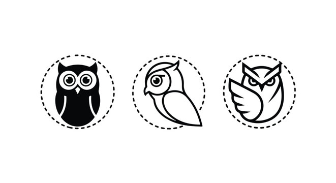 Owl heads inside circular frames