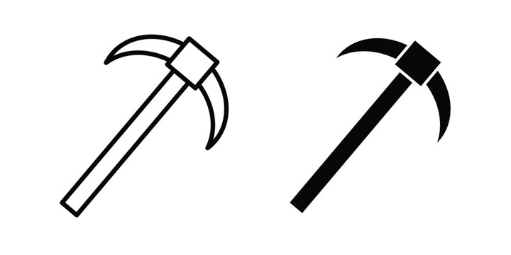 Pick axe icon symbol set in black and white. EPS10