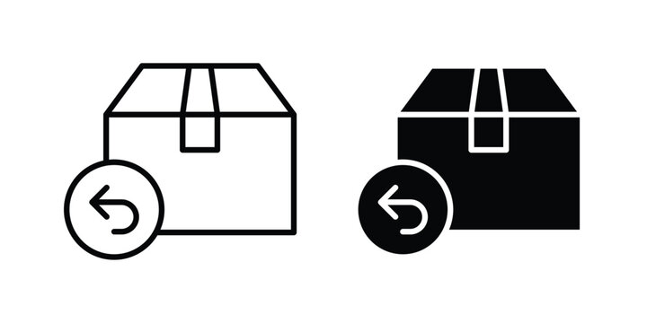 Return purchase icon symbol set in black and white. EPS10