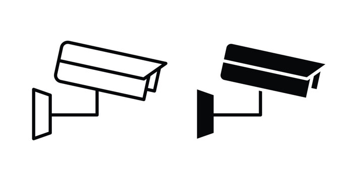 Security camera icon symbol set in black and white. EPS10