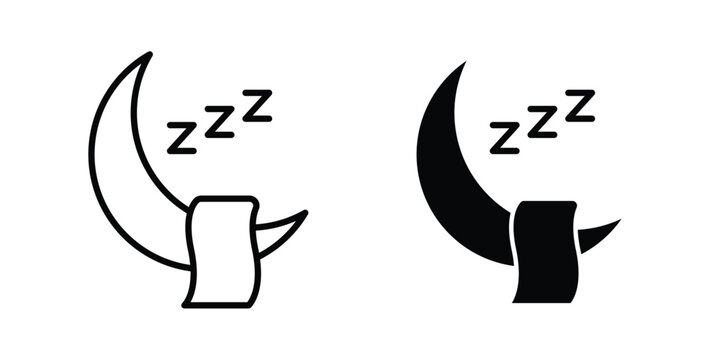 Sleep icon symbol set in black and white. EPS10