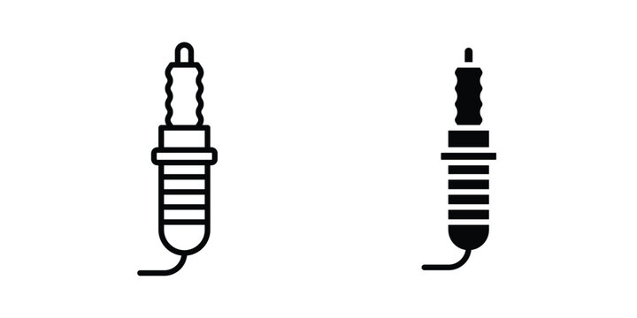 Spark plug icon symbol set in black and white. EPS10