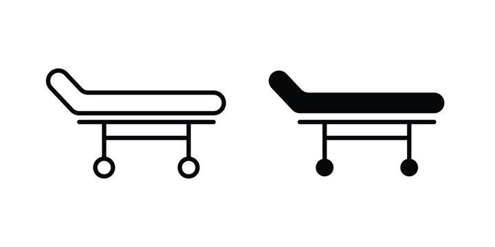 Stretcher icon symbol set in black and white. EPS10