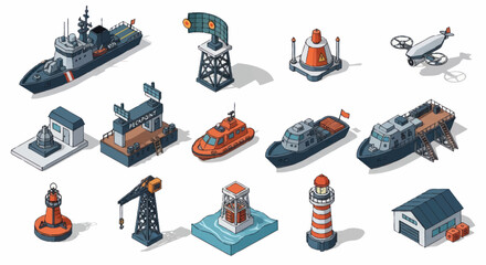 Isometric Marine Vessels and Structures for Nautical and Naval Concepts. © Fahri