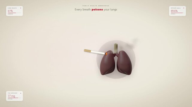 Smoking health awareness campaign with no smoking stamp damaged lungs tar exposure and oxygen warning