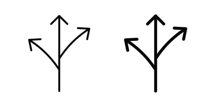 Three directions icon symbol set in black and white. EPS10