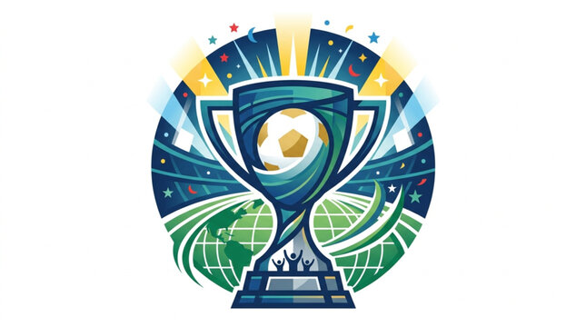 Football Championship Trophy with Globe and Rays.