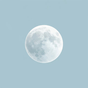 Serene blue sky with a bright full moon floating quietly overhead.