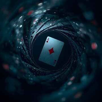 Magical vortex of playing cards with ace in center