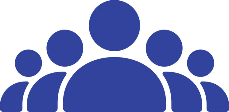 Blue Large Crowd Silhouette with Many Corporate Business Avatars , Bold Minimal Solid Shape Professional Team Concept , Isolated on White Background Assembly Gathering Group Shape , Modern Professiona