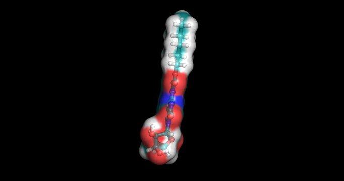 Capecitabine, anticancer drug / pyrimidine analog antimetabolite, 3D molecule spinning, 4K