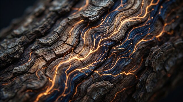 Old tree and glowing circuit