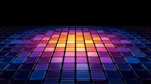 Vibrant purple and orange pixelated grid pattern