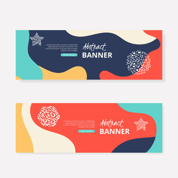 Minimalist Organic Shapes Web Banner for Creative Agency Business Promo