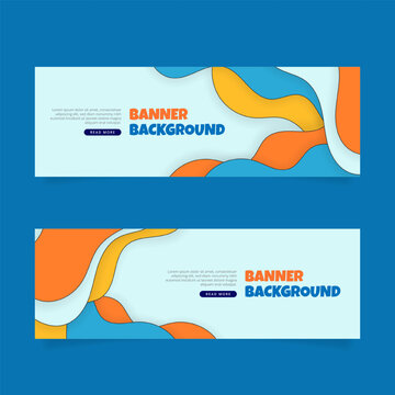 Modern abstract banner background templates with colorful fluid paper cut wave shapes for web marketing.