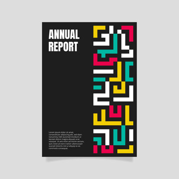 Modern Annual Report Business Cover Design with Abstract Geometric Colorful Pattern