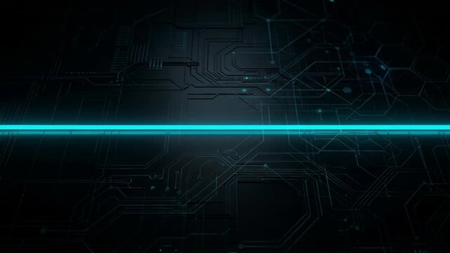 Circuit Board Background with Glowing Cyan Line