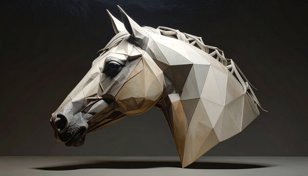 Geometric horse head sculpture