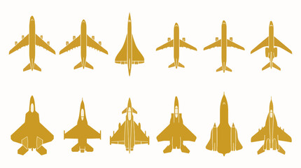 Set of 12 Airplane Silhouettes Vector Graphic Resources For Commercial Use © Fannyy