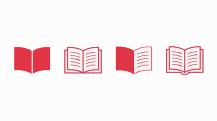 Obraz premium Set of Four Minimalist Vector Icons Open Book Education Learning Concept Professional Graphic Resources For Commercial Use