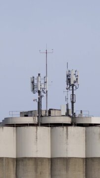 Industrial Zone Equipped With Dual Antennas And Lightning Protection Under Overcast Weather Conditions