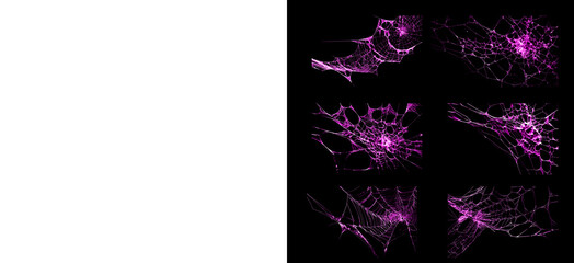 Vibrant purple glowing cobwebs casting an enchanting spell on dark background perfect for mystical and magical themes. © Creative Png