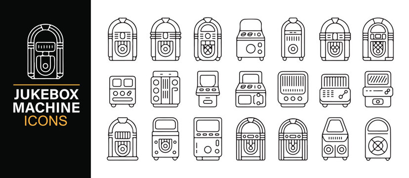 Retro Jukebox Machine Editable Vector Icon Collection