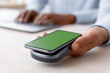 Fototapeta premium Digital wallet payment concept with smartphone and NFC technology