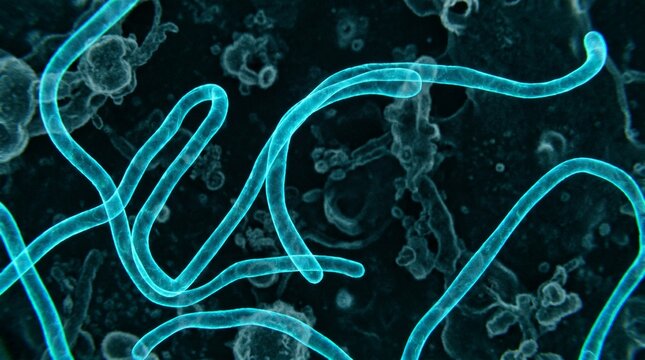Microscopic view of ebola virus particles