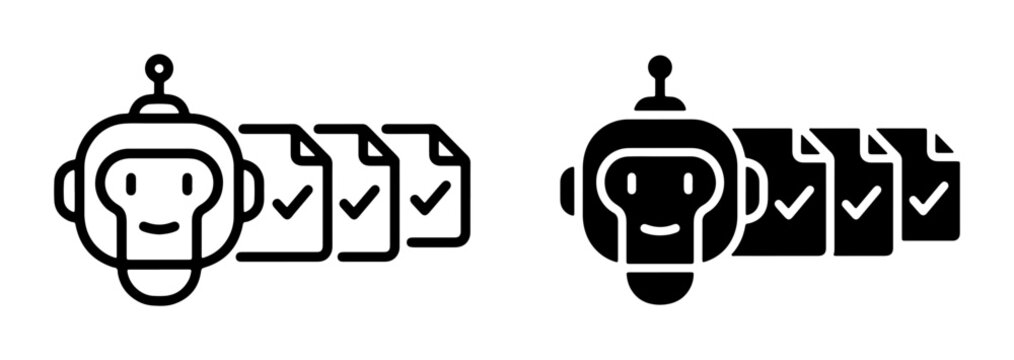 Robot Assistant, Checklist, Task Automation, Data Processing, Digital Workflow, AI Bot Icon Set