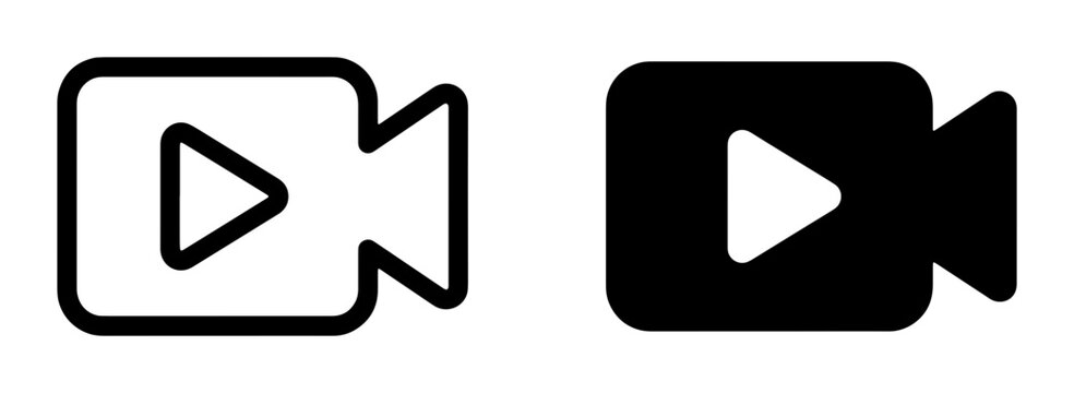 Video Camera Icons, Play Button Symbol, Media Player Graphics, Digital Content Creation, Streaming Service Symbols, Broadcast Technology